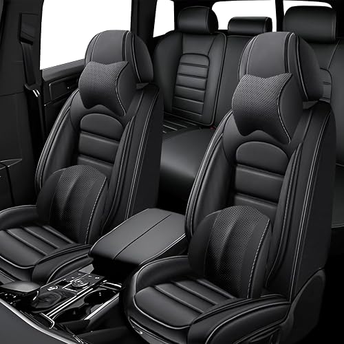 5PCS Leather Pickup Trucks Seat Covers for 2024-2026 Chevrolet Silverado EV,Non-Slip Soft Vehicle Car Seat Covers,Airbag Compatible Car Seat Cushion Protectors(Luxury,Classic Black) — Amazon seller product image