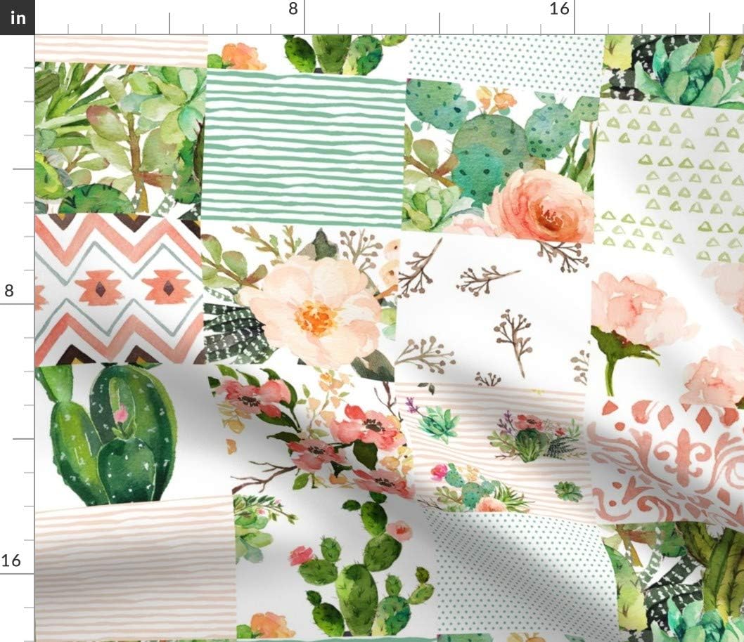 Spoonflower Fabric - Quilt Baby Girl Bedding Floral Boho Flowers Cactus Printed on Petal Signature Cotton Fabric by The Yard - Sewing Quilting Apparel Crafts Decor