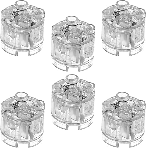 ASTEM Warm Glow - Kit de accesorios de ladrillos iluminados, paquete de ladrillos de luz LED transparentes clásicos de 2 x 2, 6 piezas de bloques de