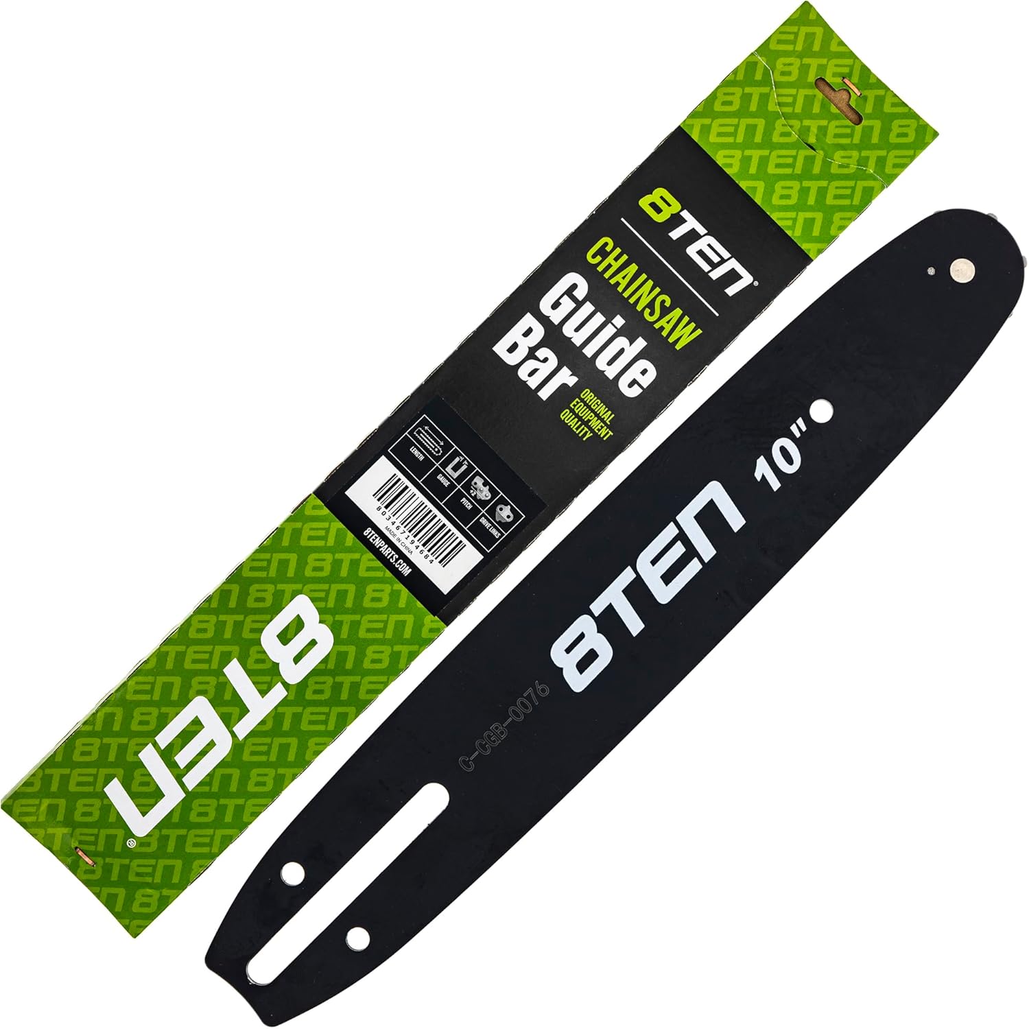 8TEN 10 Inch Chainsaw Guide Bar .050 3/8 40DL Chain for Echo CS-370 Husqvarna Makita Poulan Craftsmen Sun Joe Worx Laminated