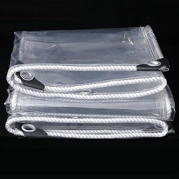 Clear Tarps with Metal Grommets, Heavy Duty Waterproof PVC Transparent, for Greenhouse Plant Cover, Tarpaulin Clear Vinyl, 0. 55mm Clear Awning, for Camping, Plants Greenhouse, Cars, Patio and Pavili