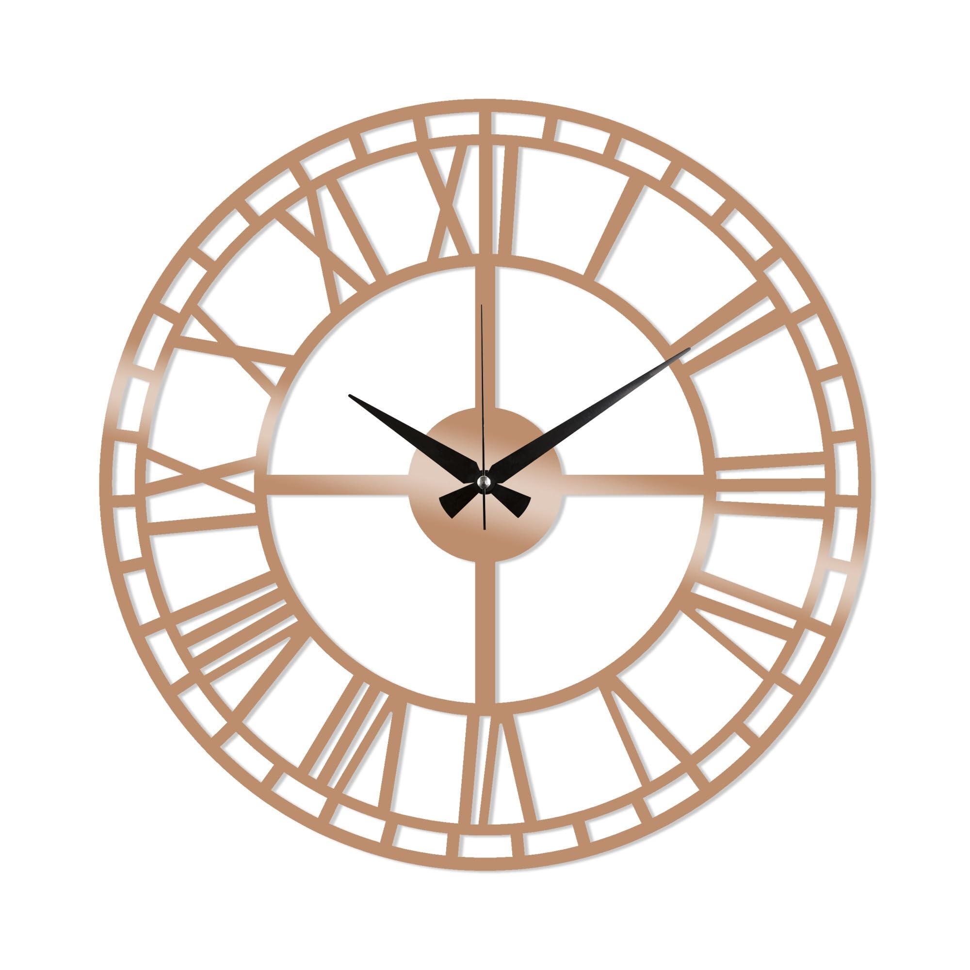 Horloge murale métal cuivre pour habiller un grand mur vide de salon