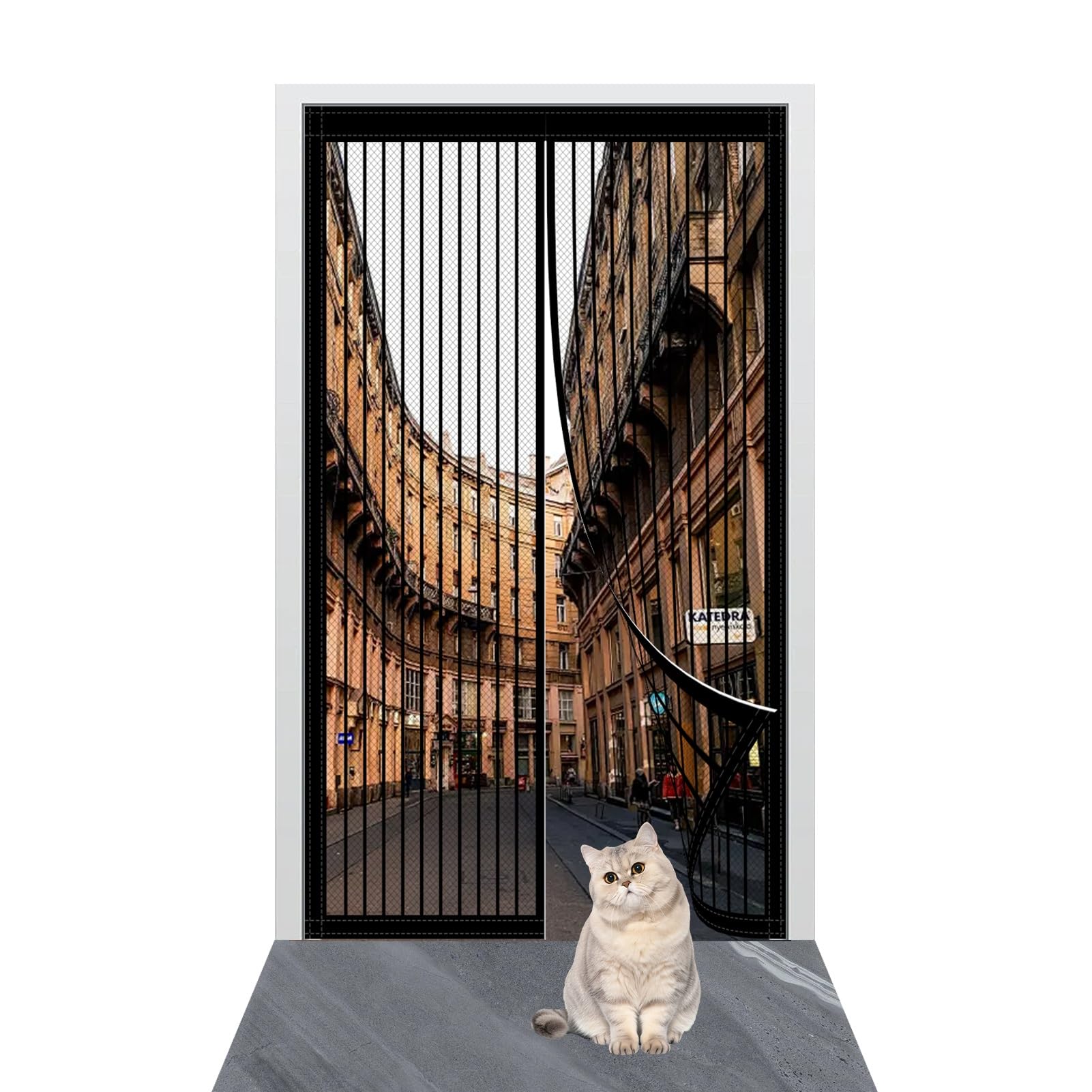 Yxrs Black Magnetic Door Curtain 120 X 213 Cm Easy To Install Without Drilling Fly Screen For Doors Automatically Closes/Keep Open Feature For Home Office Balcony Patio Garden,