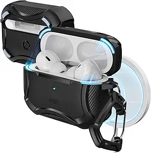 ESR for AirPods Pro 2 Case, Compatible with Airpods Pro Case 2nd / 1st Generation (2023/2022/2019), Compatible with MagSafe, Powerful Drop Protection, Magnetic Lid, Black