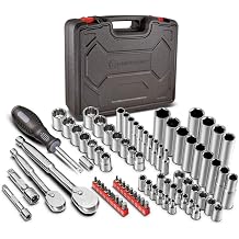Powerbuilt 642452 80 Piece 1/4-inch and 3/8-inch Drive Mechanics Tool Set - with SAE and Metric Socket Set, 72 Tooth Seal-Head Ratchet, Automotive Tool Kit, including Case