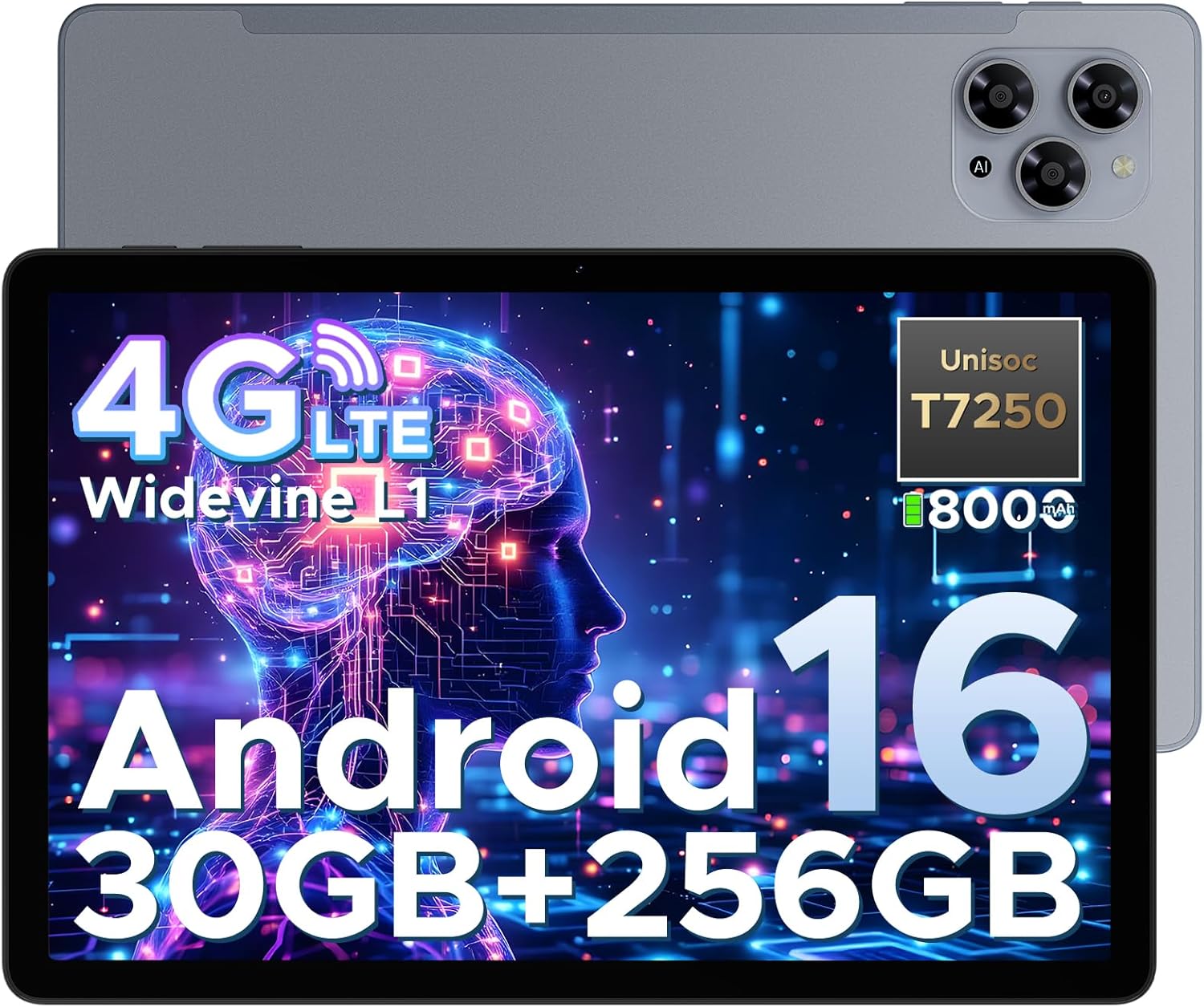 DOOGEE Tab G6 Android 16 Tablet with Sim Card Slot,11 Inch Tablet & Gemini AI, 30GB+256GB/2TB & T7250 Octa Core Android Tablets, 8000 mAh, 90Hz IPS HD & Ultra-Thin, 2 Speakers|Widevine L1|Fa