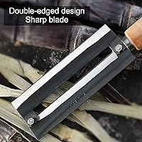 Vista 2 de Cuchillo pelador de caña de azúcar, cortador de pelado de caña de azúcar de acero de alto carbono con mango de madera antideslizante, pelador