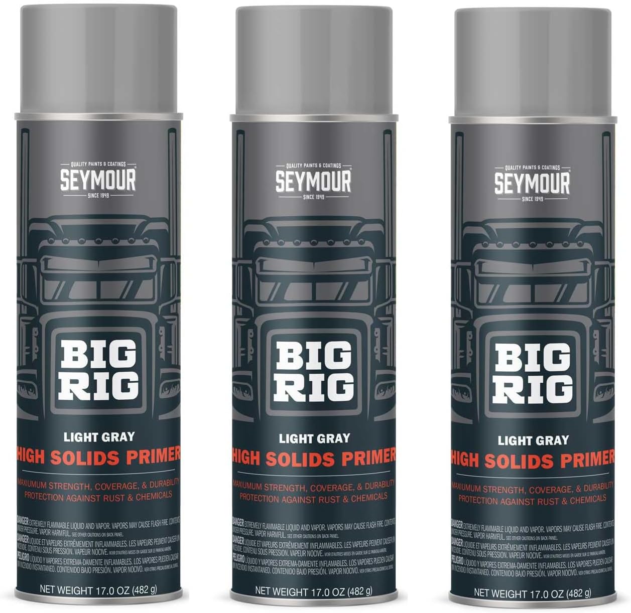 20-1631 – Big Rig Heavy-Duty Industrial Primer—Light Gray (17 oz, 2-Pack / 34 oz Total) | High-Solids Automotive & Industrial Primer Spray Paint | Quick-Drying Formula