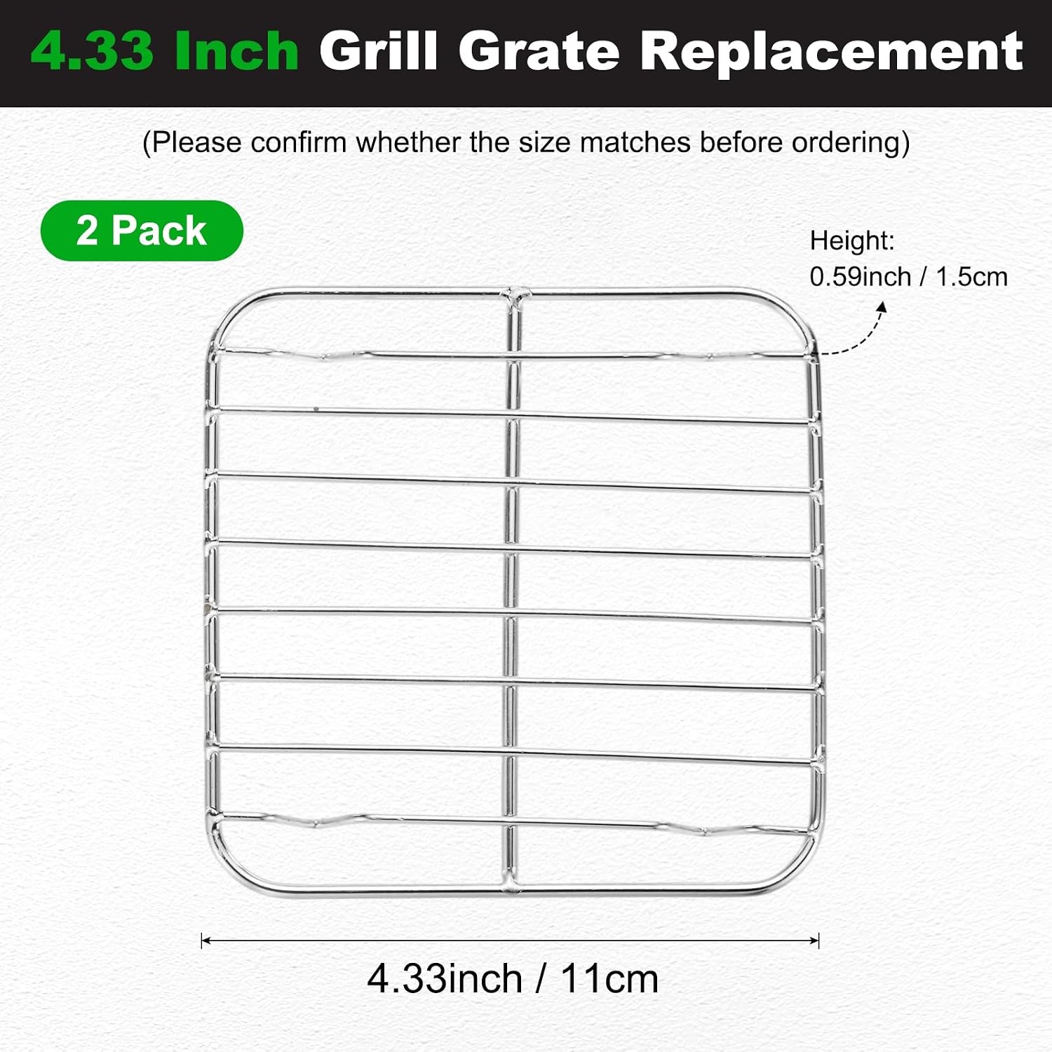 M METERXITY 2 Pack Grill Grate Replacement, Steel Grill Grates for BBQ Parts [4.33 Inch] image 3