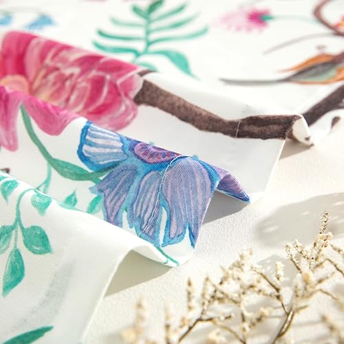 Miniatura 118 de VOGOL Cenefas con patrón de pájaros para ventanas de cocina, cenefa texturizada de lino con estampado floral y pájaros para ventanas pequeñas