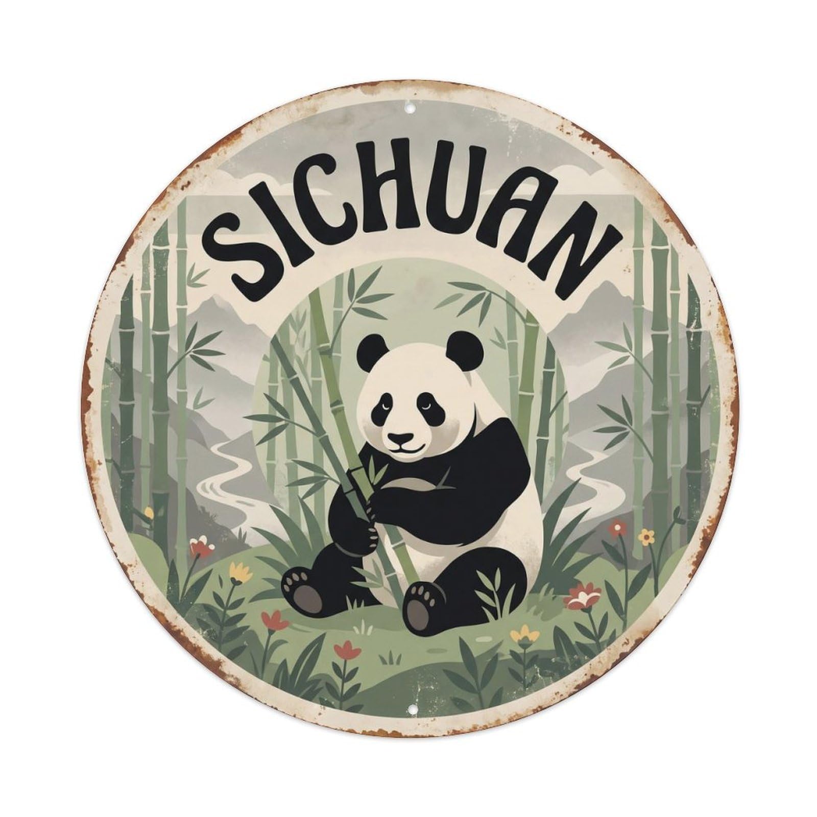 Sichuan Giant Panda Bamboo Valley Metal Tin Sign