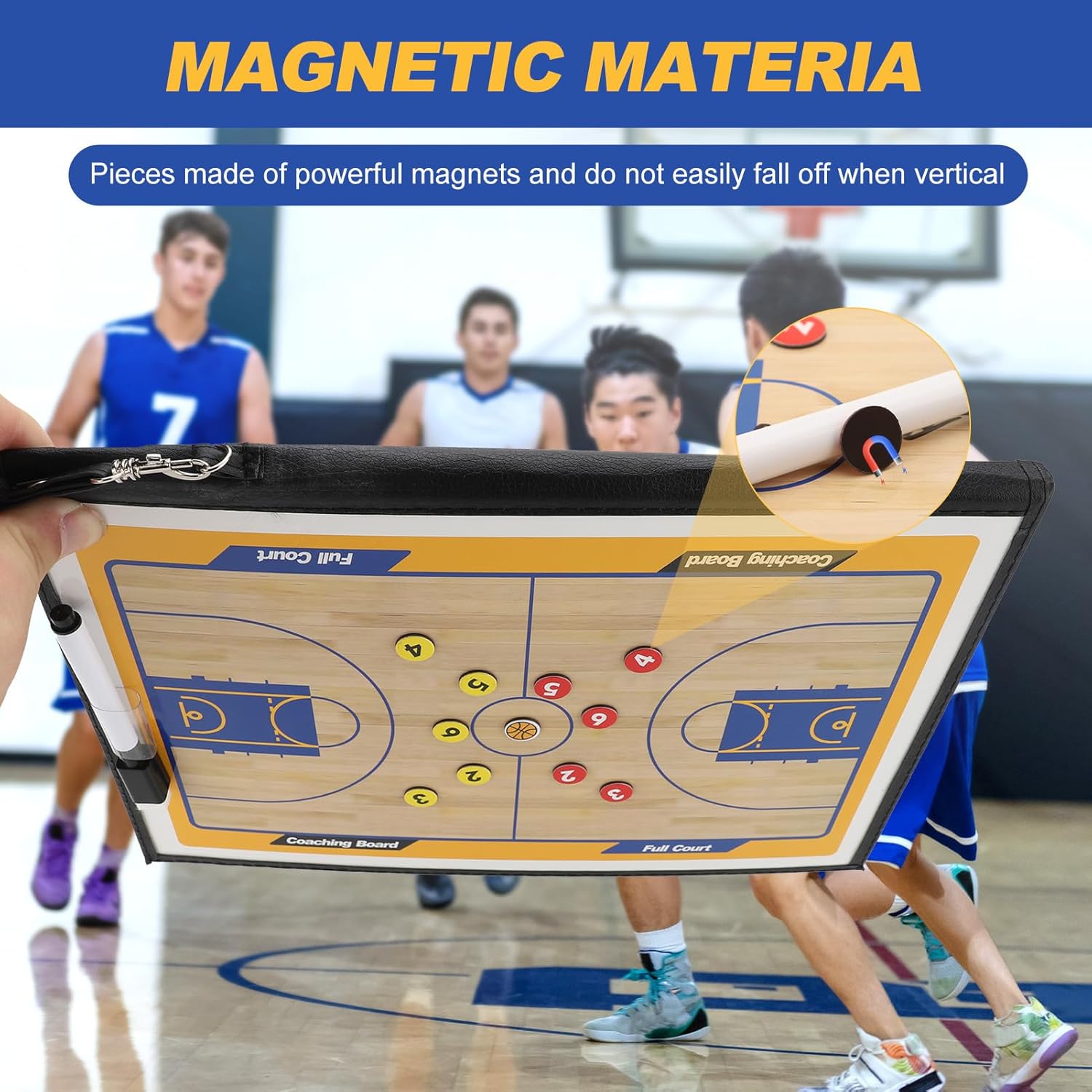 Basketball Coaching Board with Magnetic Makers Marker Pen Basketball Training Folder 3 Fold