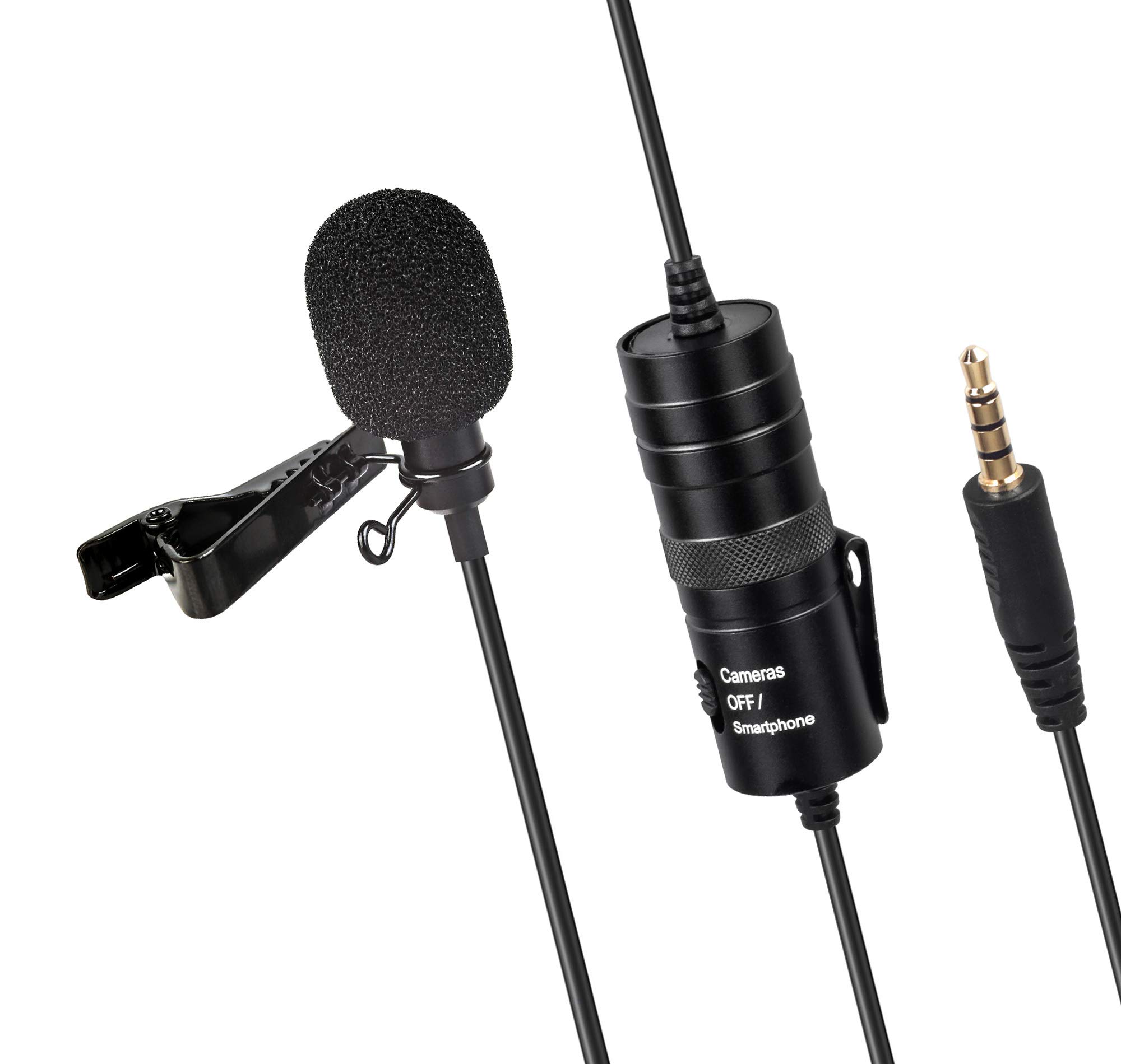ayex Microfono lavalier professionale con protezione antivento e morsetto, universale, per interviste in diretta LV-10