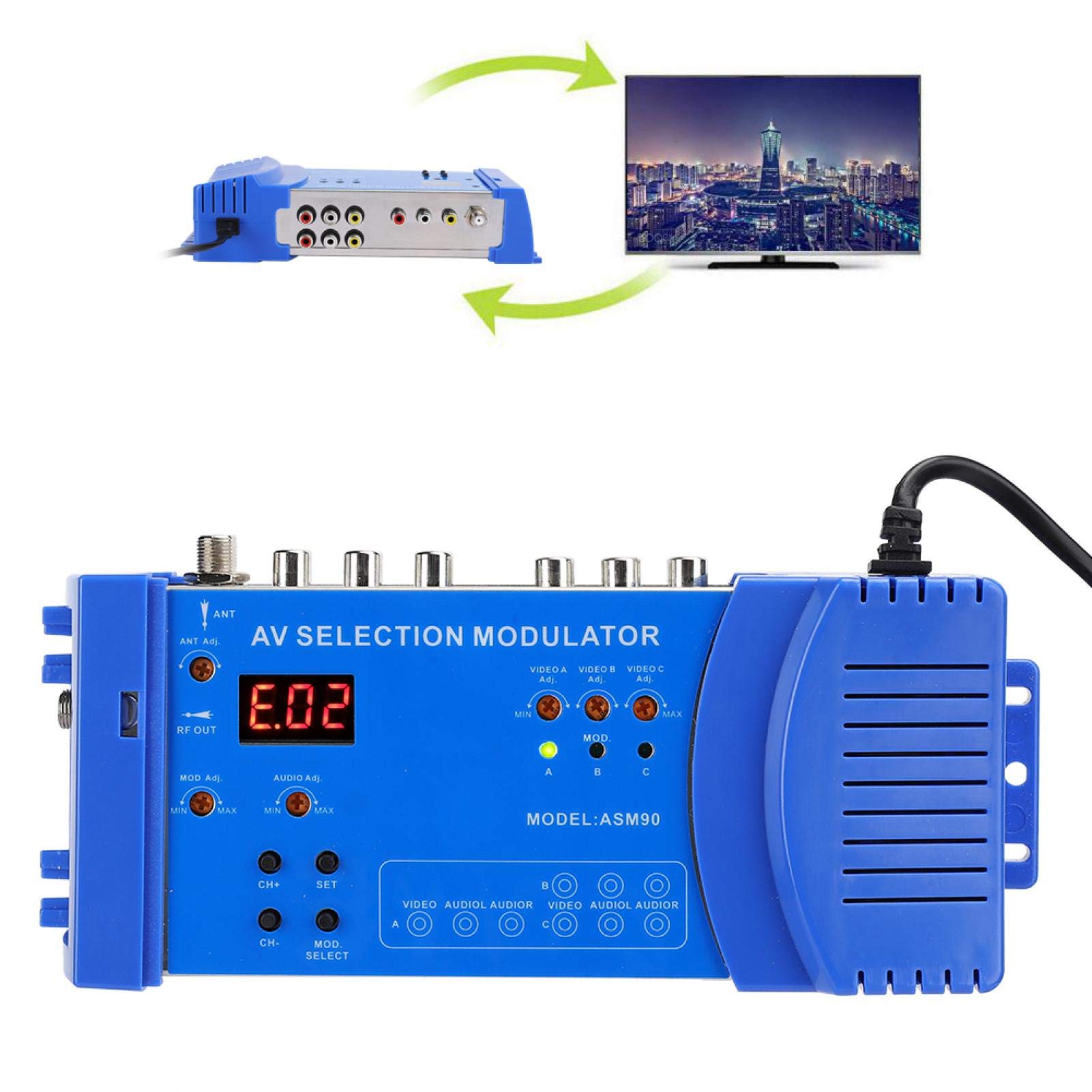 HF-Modulator Kompakter HF-Modulator Audio-Video-TV-Wandler RHF UHF-Signalverstärker AC 100-240V