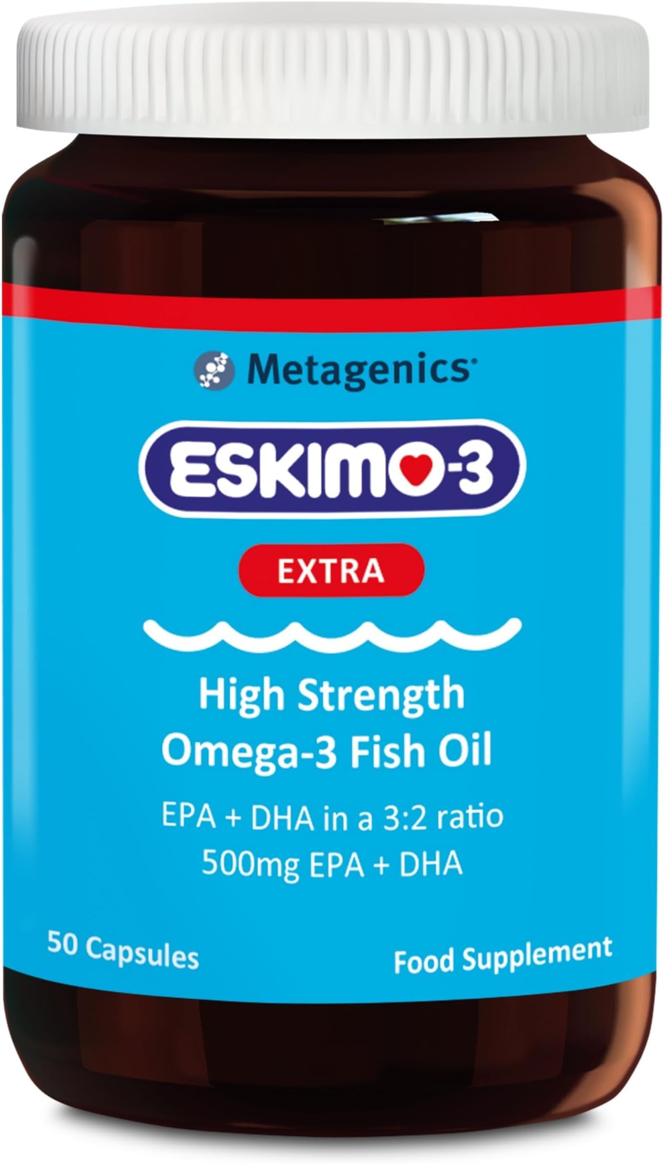 Eskimo-3 Extra High Strength Omega-3 Fish Oil by Metagenics - 500mg Essential Fatty Acids EPA & DHA - 50 Capsules