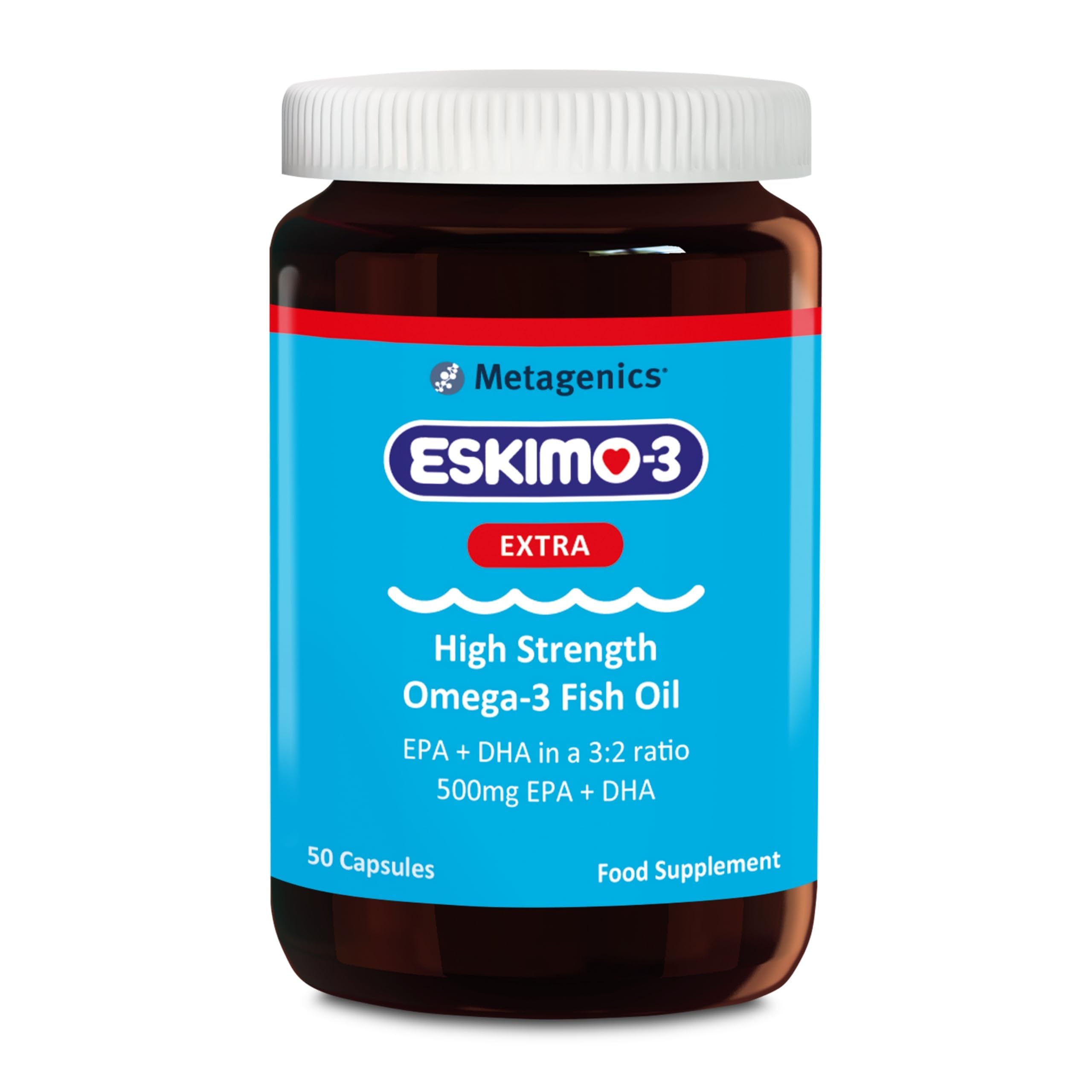Eskimo-3 Extra High Strength Omega-3 Fish Oil by Metagenics - 500mg Essential Fatty Acids EPA & DHA - 50 Capsules