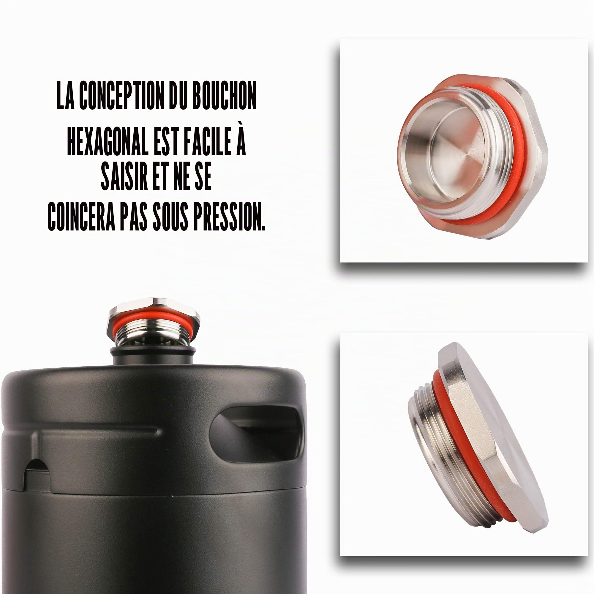 TMCRAFT - Mini Keg Growler de 2 litres - système de kit de fût Domestique en Acier Inoxydable pressurisé pour Garder la fraîcheur et la Carbonatation de la bière(Noir Mat)
