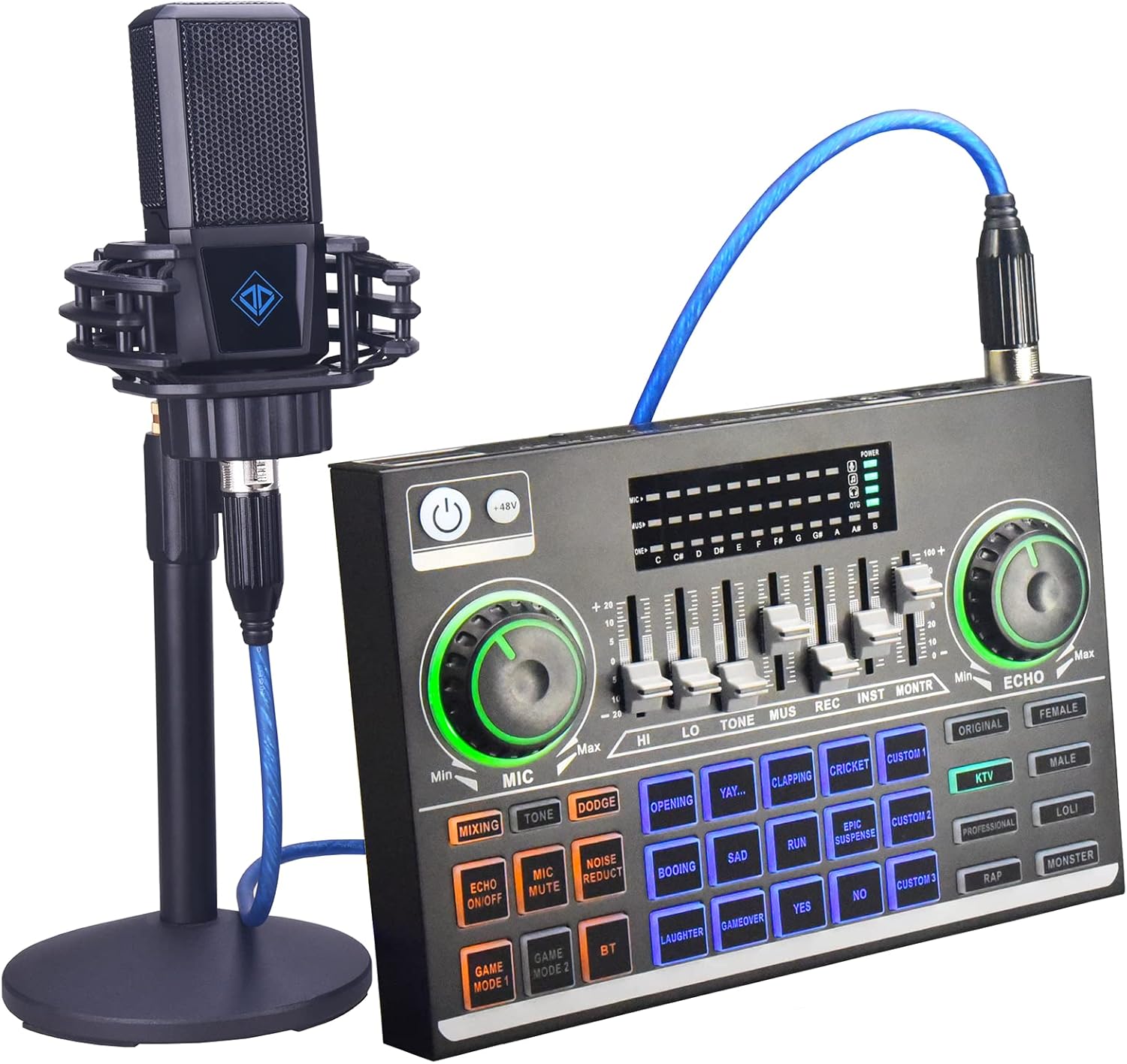 Audio Interface with DJ Mixer and Live Sound Card Portable ALL-IN-ONE Podcast Equipment Bundle Kit, Professional XLR Microphone Audio Interface with DJ Mixer and Live Sound Card Portable ALL-IN-ONE Podcast Equipment Bundle Kit, Professional XLR Microphone