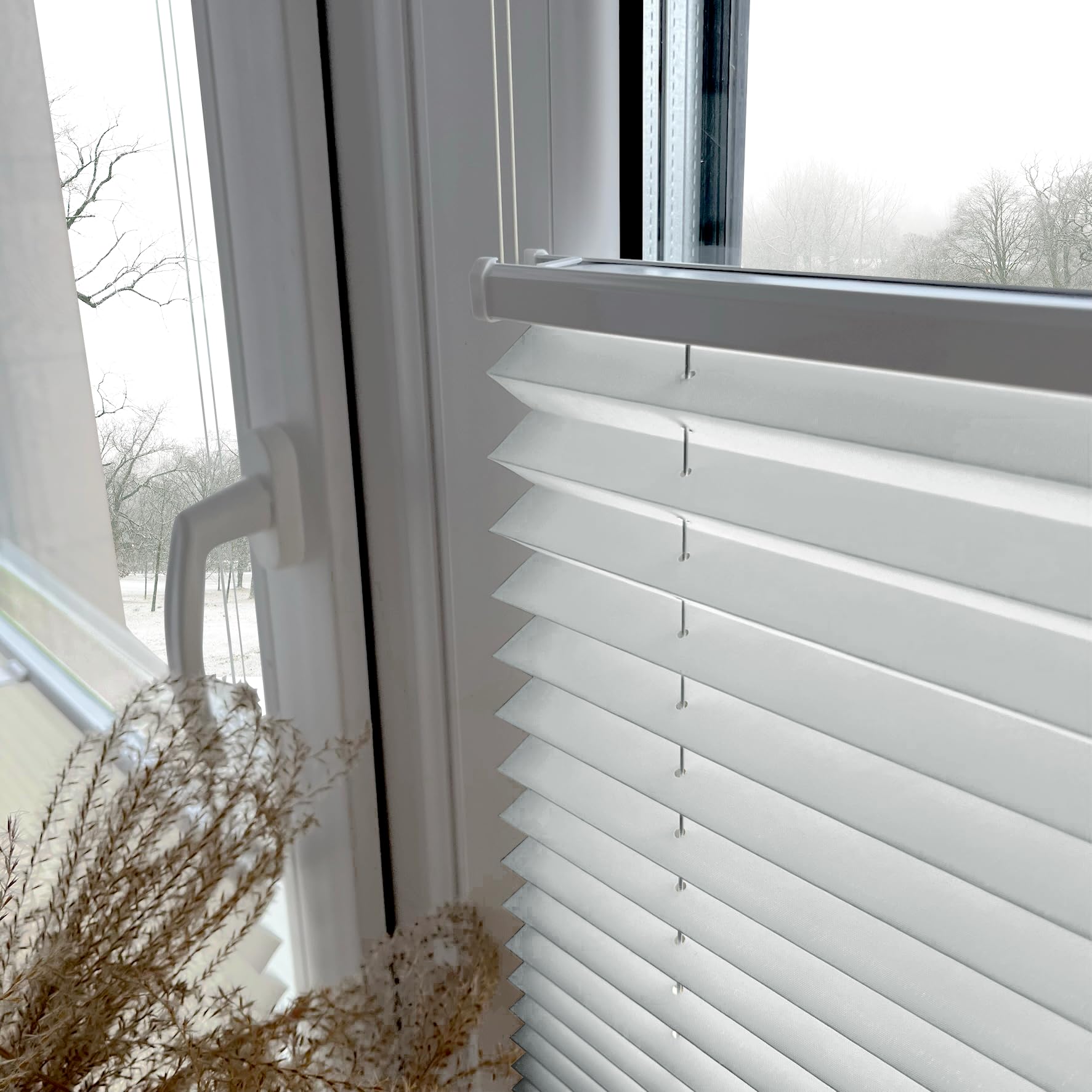 Home-Vision Premium Faltrollo Plissee ohne Bohren mit Klemmfix Lichtdurchlässig Rollo innen (Weiß B60 x H120cm) Easyfix Klemmträger Verdunklung Blickdicht Sonnenschutz Jalousie für Fenster & Tür