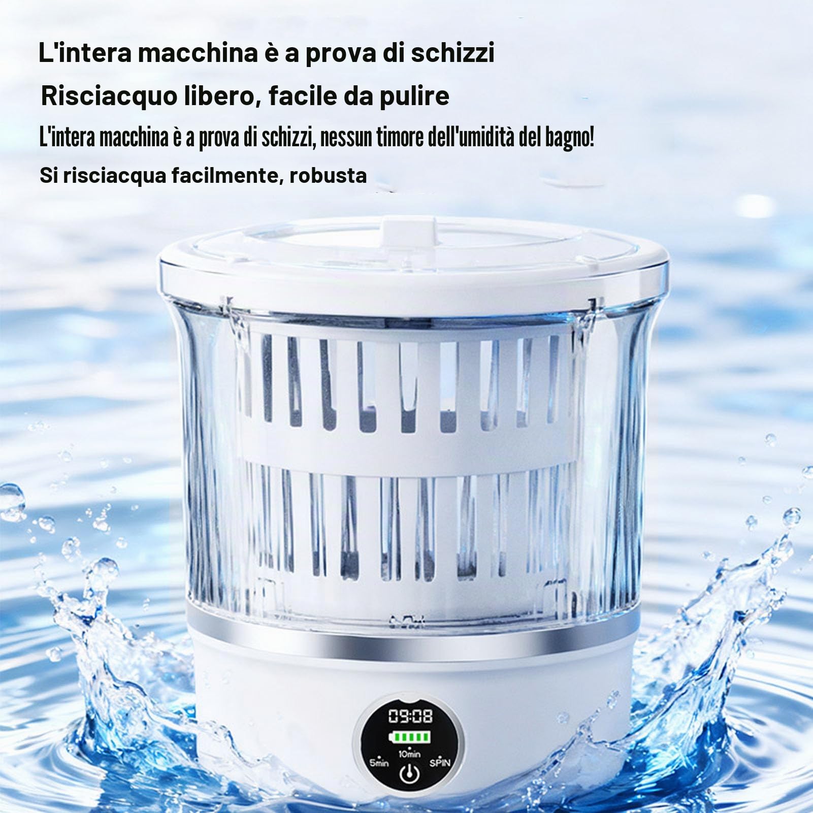Lavatrice Portatile, Mini Lavatrice per Biancheria Intima 3 Litri con Touch Screen a LED per Calzini per Vestiti per Bambini, Compatta per Dormitori di Appartamenti, Casa