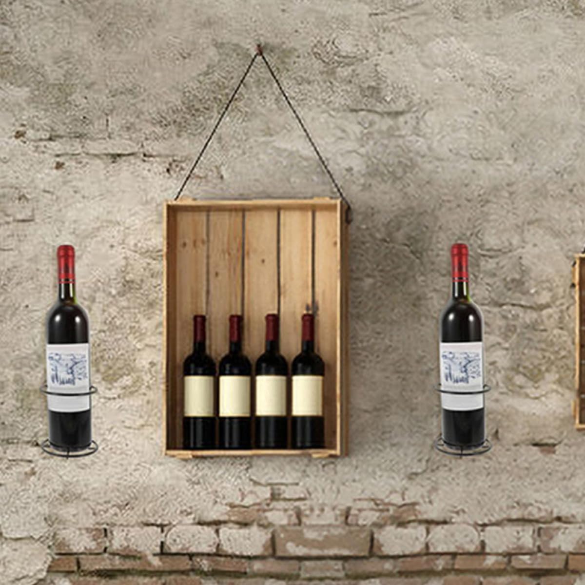 Wakauto Wall Mounted Wine Rack Metal Wine Bottle Holder Black Iron Wall Display Rack for Home Bar Kitchen 8pcs Set