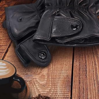 Mens Leather Gloves Winter, Texting Sheepskin Lined Warm Touchscreen Gloves for Motorcycle Driving Cold Weather