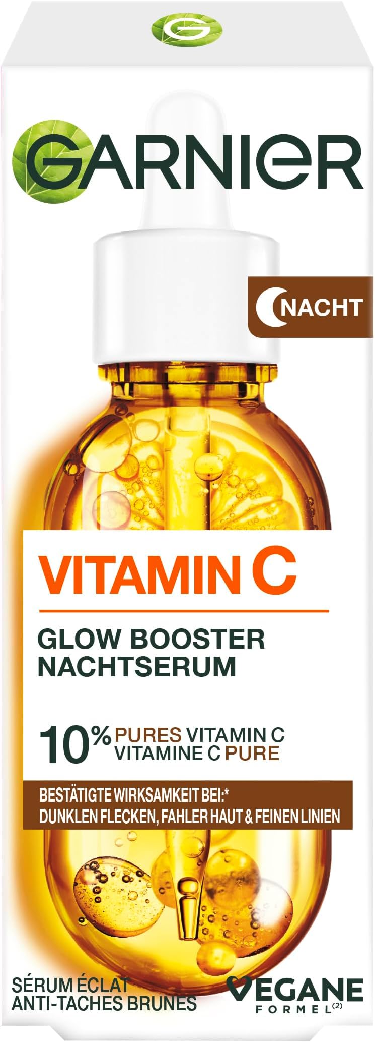 Garnier Vitamin C Night Serum Against Dark Spots, For All Skin, Face Serum with Niacinamide and Salicylic Acid, Anti-Dark Spot Serum, SkinActive, 1 x 30 ml