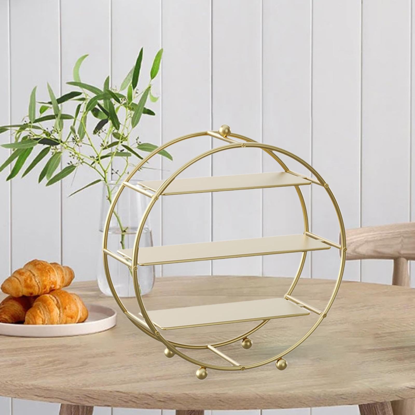 perfk Soporte para Magdalenas de 3 Niveles, Bandeja para Servir escalonada, Soporte Moderno para Galletas, postres, Soporte para Magdalenas para Cocina, Oro