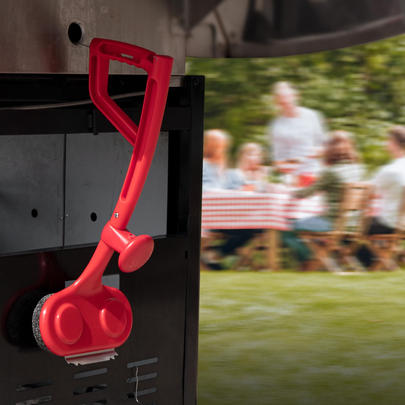 Spazzola per griglia a doppia testa, per barbecue con raschietto e apribottiglie, spazzola per barbecue senza setole con manico extra lungo, accessori per la pulizia a vapore per griglie per