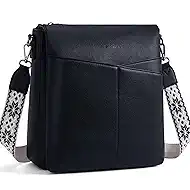 POIUGOYA Leather Crossbody Bags for Women,Medium Dual Main Pockets Crossbody Purse,Lightweight Shoulder Bag for Travel/Work