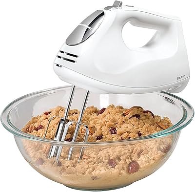 Hamilton Beach Hand Mixer with Snap-On Case, White