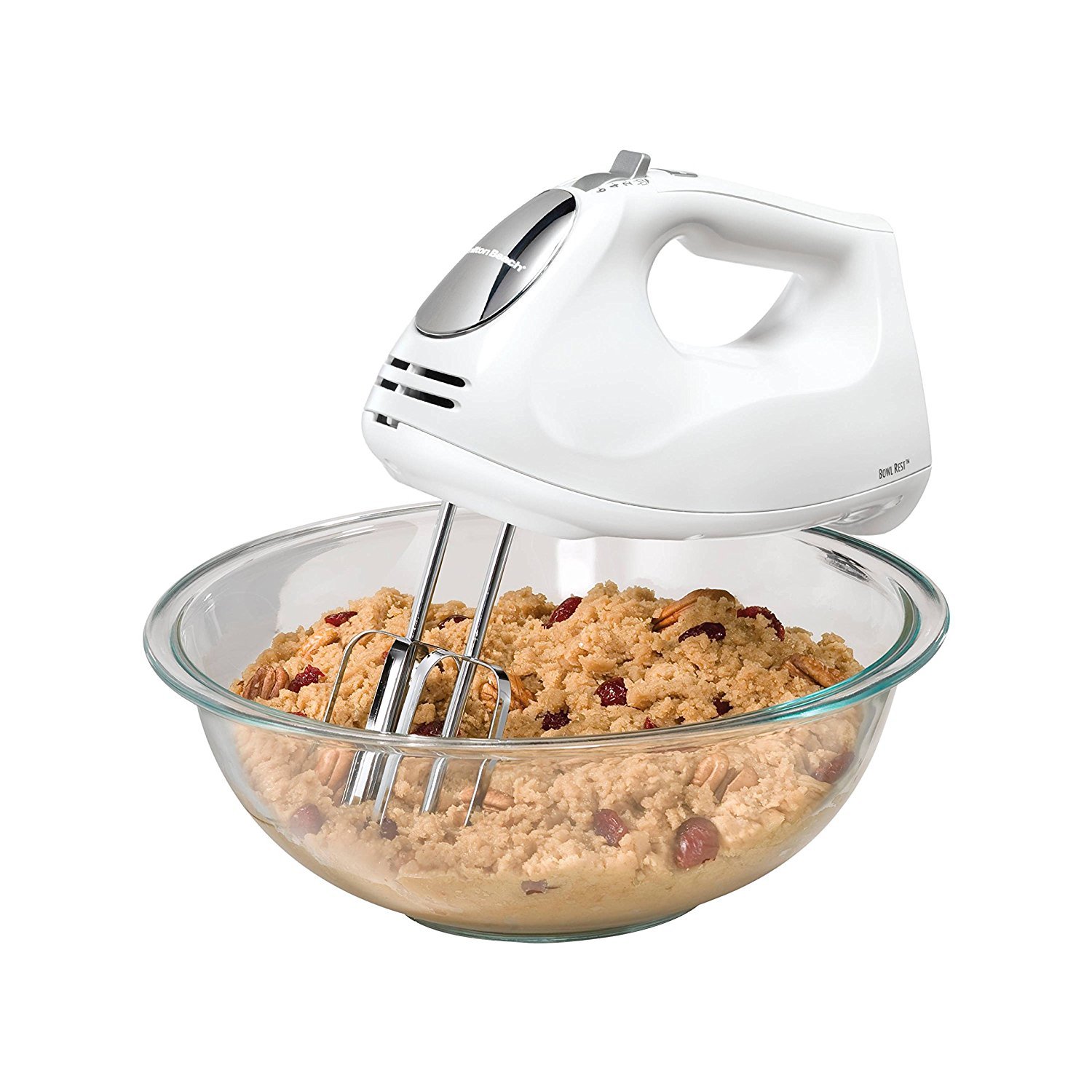 Hamilton Beach Hand Mixer with Snap-On Case, White