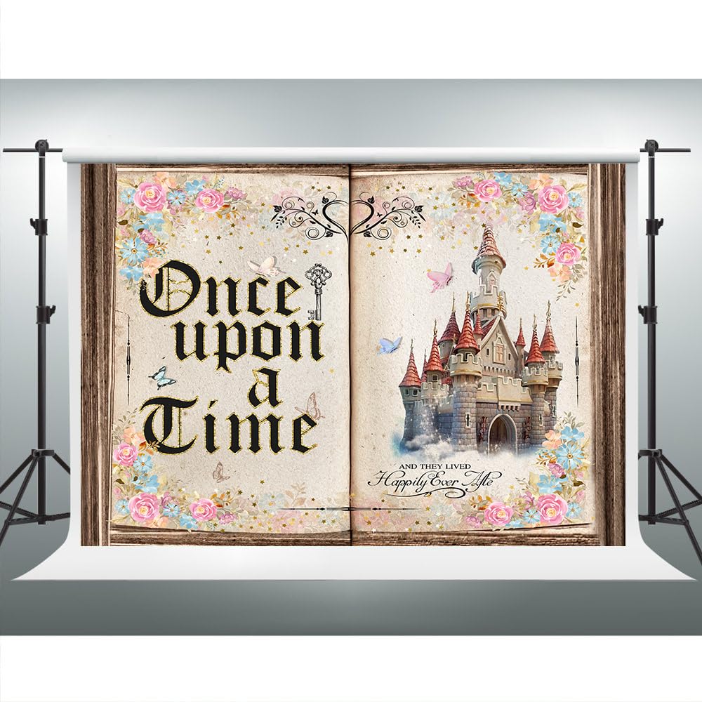 VIDMOT Princess Birthday Backdrop, 10x7ft, Fairy Tale Backgrounds Castle Backdrops for Baby Shower Wedding Decor Banner Photo Background Photography
