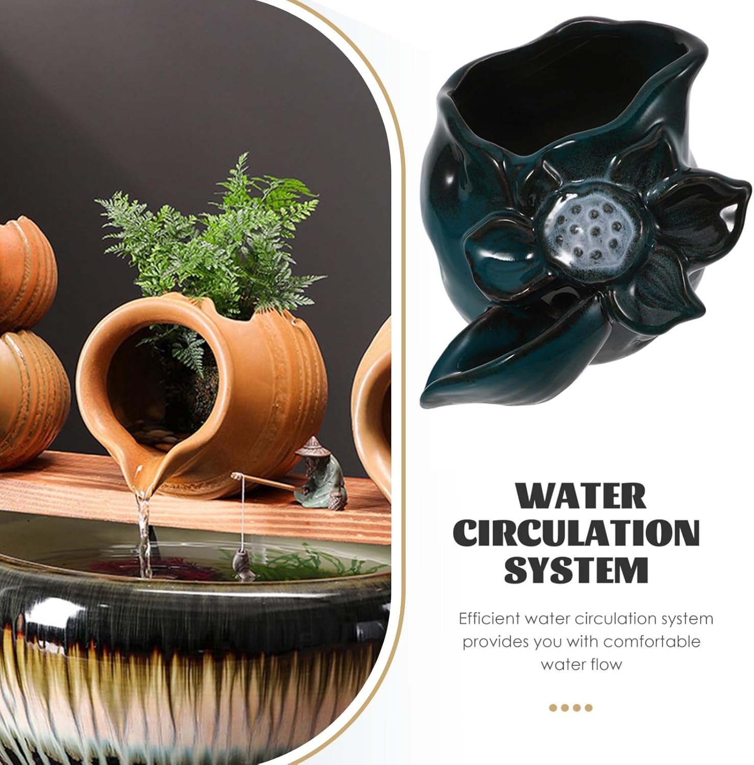 Yardwe Outdoor Ceramic Fountain Spout Replacement Decorative Waterfall Accessory for Garden and Landscape Use for Fish Tanks and Indoor Fountains Easy Installation