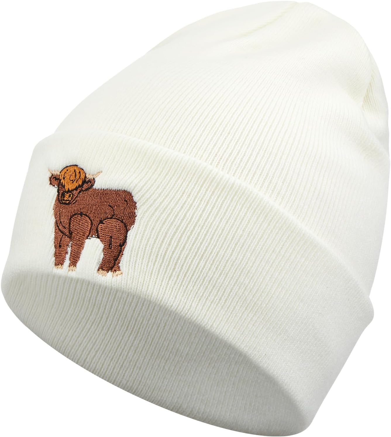 Sintege Highland Cow Beanie Hat Highland Cow Gifts Women Embroidered Winter Warm Unisex Thermal Hat for Animal Lovers Gift for Valentines Day Birthday Cold Weather