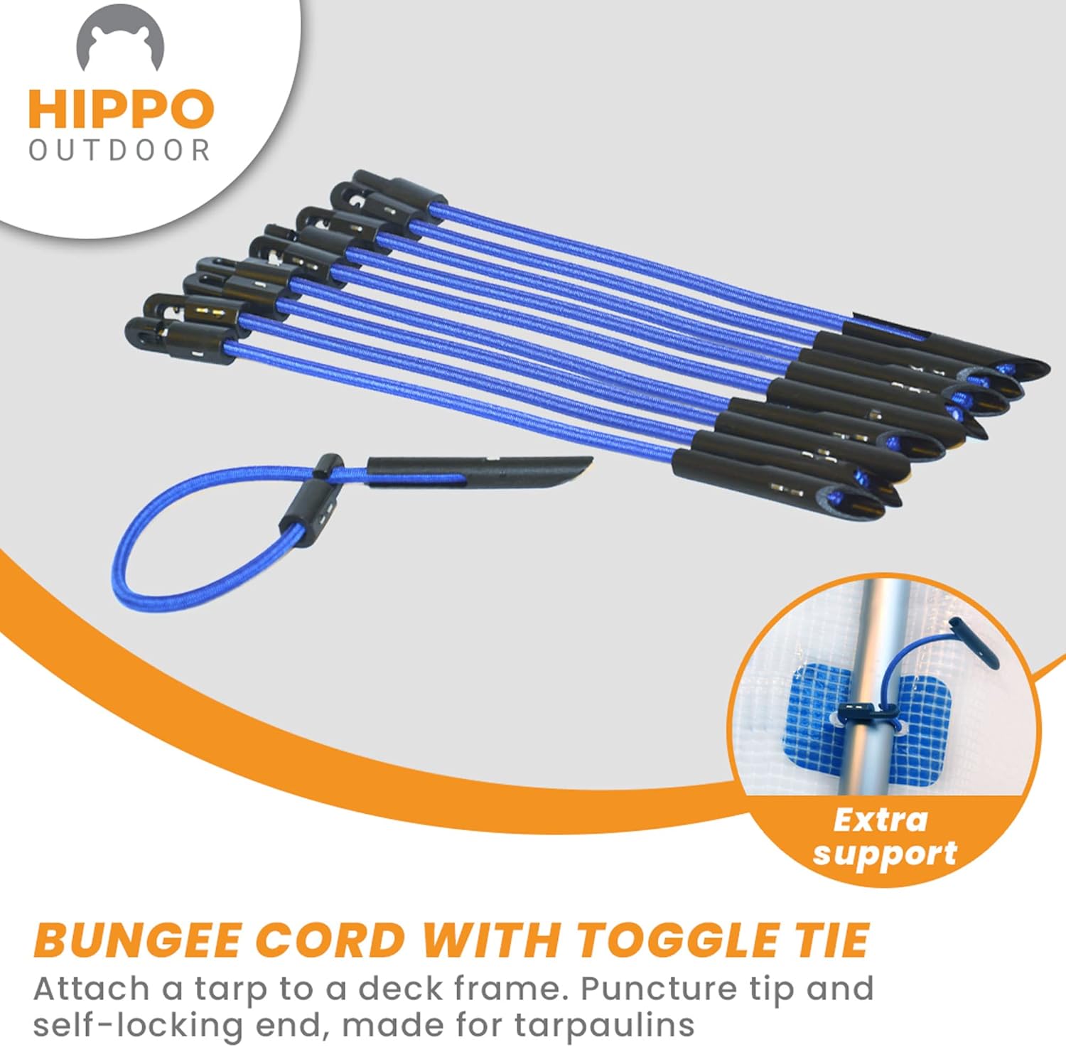 Bungee Cord with Toggle tie - Flex for Tarpaulins Canopies, Flex tie Down, Heavy Duty Elastic, Chock Absorber for tarps, 12 inch, 10-Pack (6620)