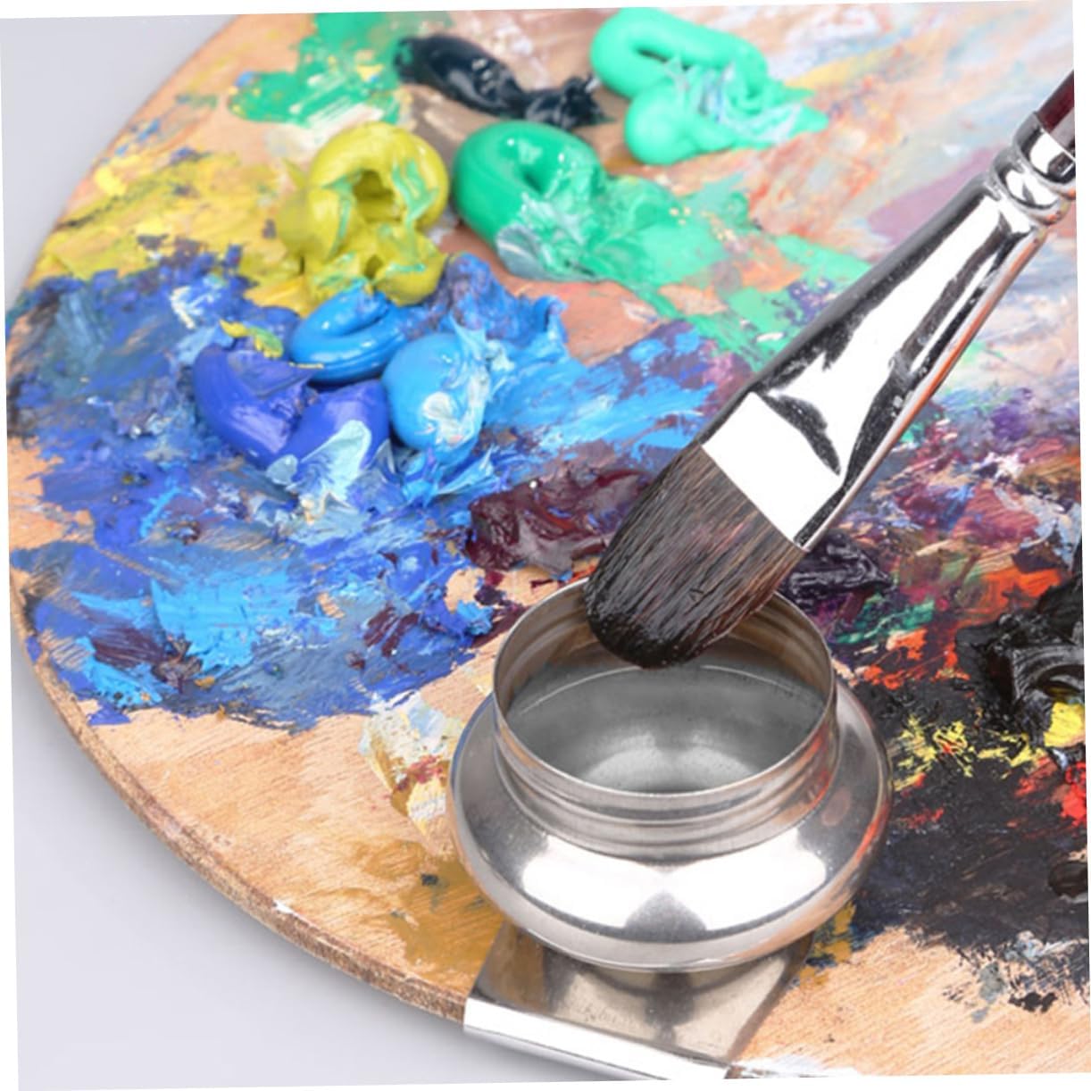 Stainless Steel Brush Wash Container with Lid 3pcs Artist Brush Cleaner for Paint Mixing and Cleaning