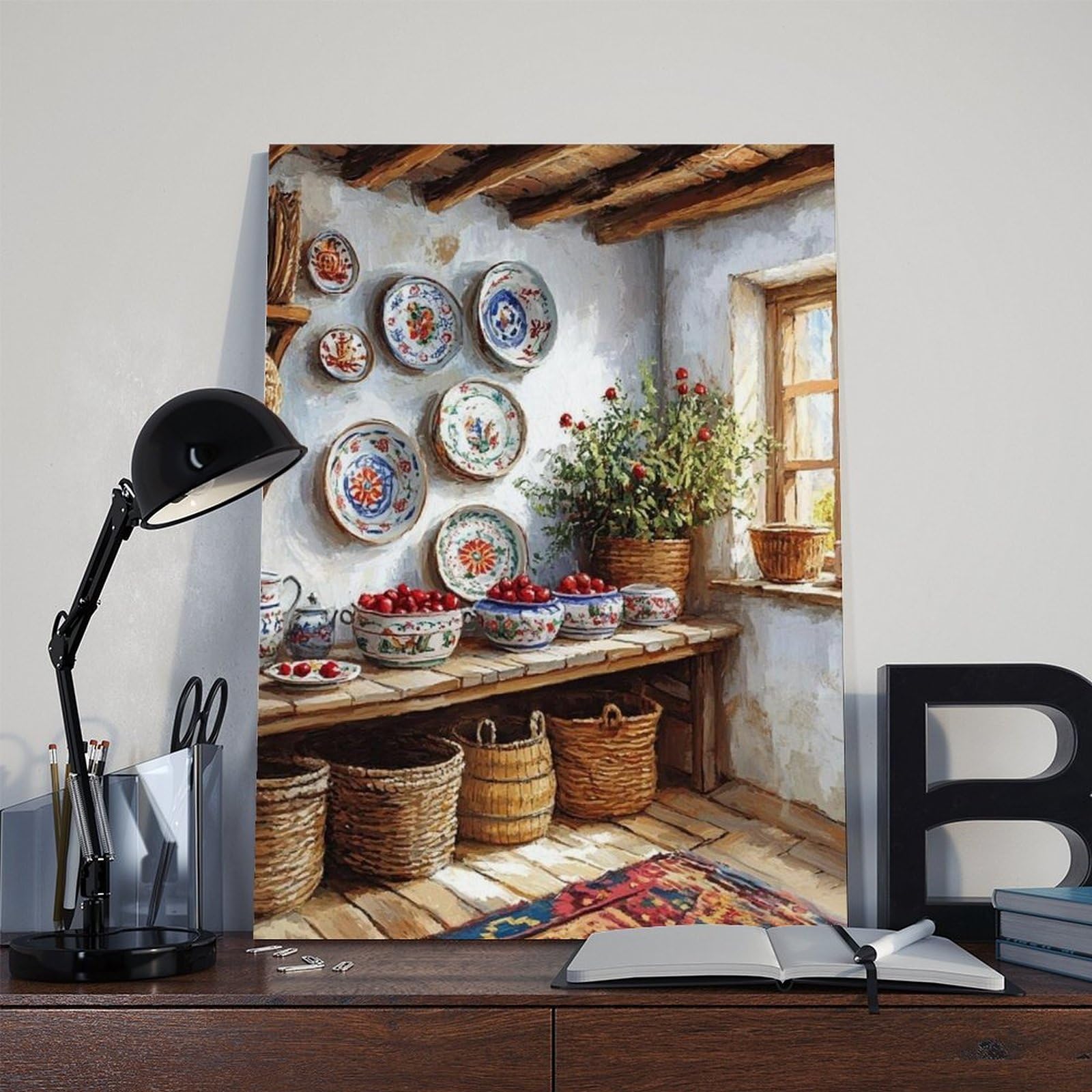 UTGN Granatapfel-Keramik-Poster auf Leinwand, Wandkunstdruck, Bild, Gemälde, 50 x 75 cm