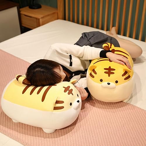 Miniatura 5 de Almohada suave de peluche de tigre amarillo de 16 pulgadas, bonita almohada de peluche de animal tigre, muñeca de tigre, juguete para niños,