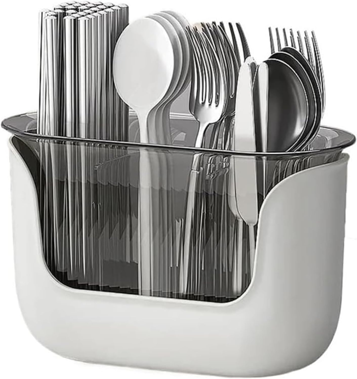 Kitchen Utensil Holder Multifunction Cutlery Holder Home Flatware Storage Shelf Kitchen Utensil Holder(Beige)