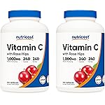 Nutricost Vitamin C with Rose HIPS 1025mg, 240 Capsules (2 Bottles) - Premium Non-GMO, Gluten Free Vitamin C Supplement