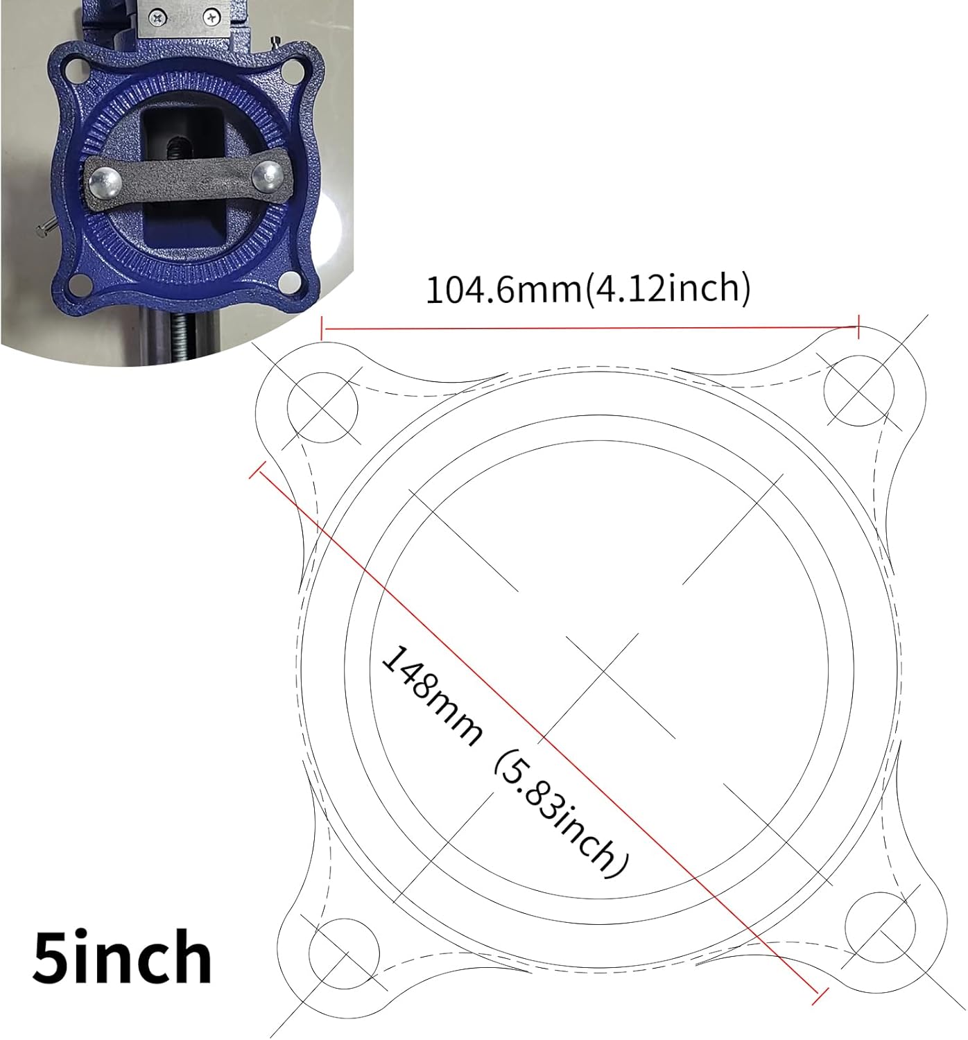 5-Inch Heavy Duty Bench Vise Ductile Iron Bench Vise 360° Multi-Purpose Bench Vice with Anvil, Clamp force 4000KG, Blue