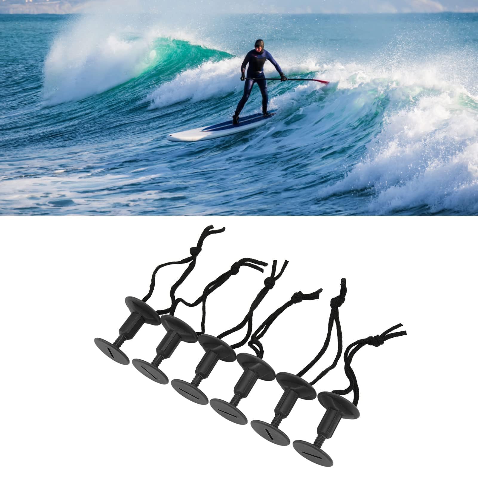 SUNGOOYUE Bouchon de Laisse de Surf, 6pcs Planche de Surf Laisse Jambe Corde Plug Nylon Plastique Surf Leash Plug Accessoire de Planche de Surf
