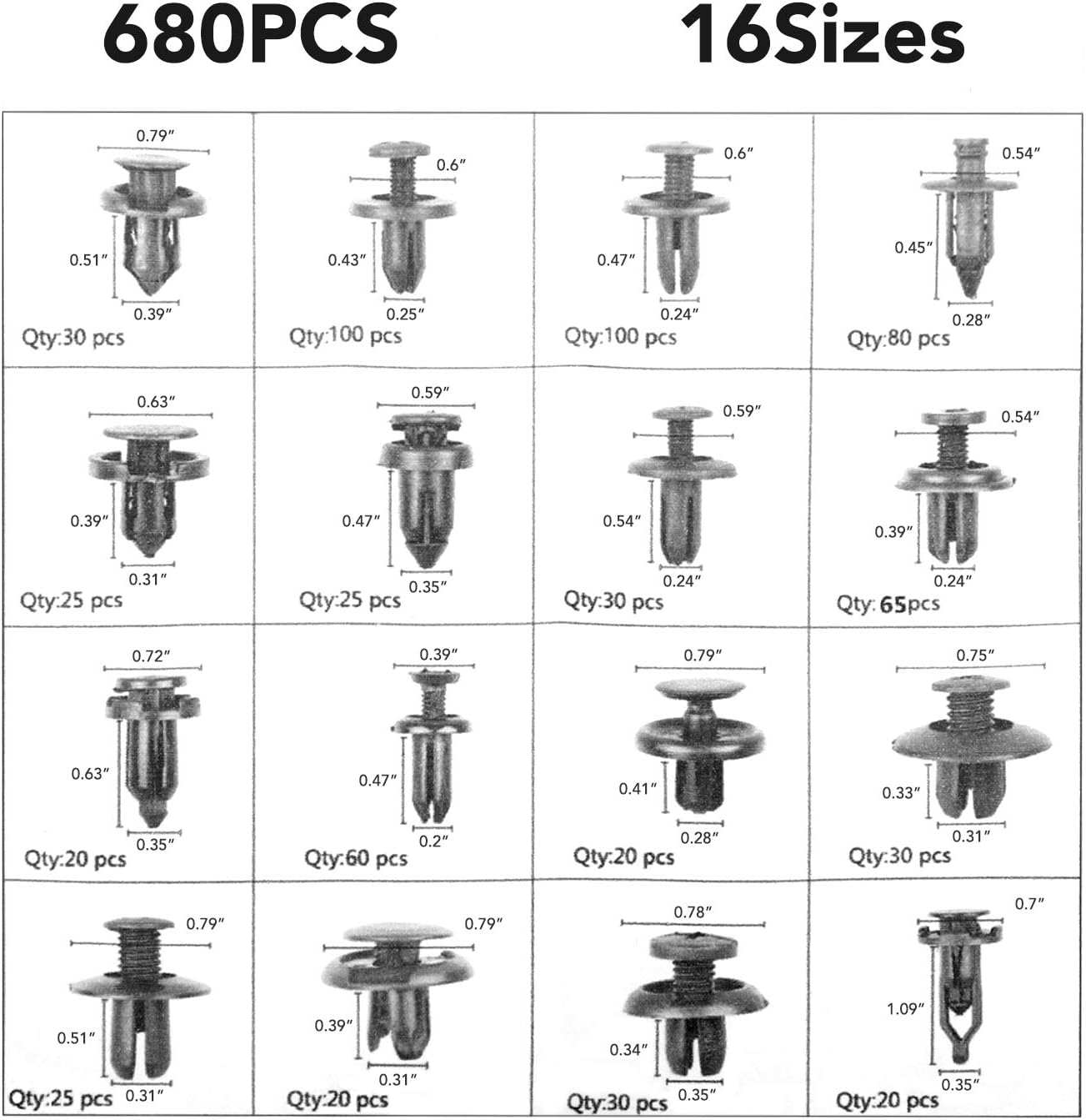 727 Pcs Bumper Retainer Clips Car Plastic Rivets Fasteners Push Retainer Clips Kit Door Trim Panel Fender Clips 16 Popular Sizes Nylon Bumper Fender Rivets with 10 Cable Ties and Fasteners Remover