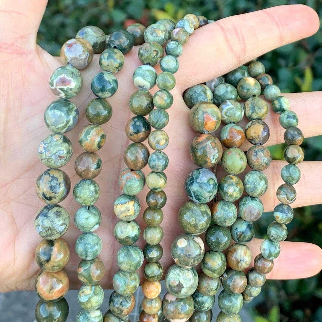 180pcs Adabele Natural Green Rhyolite Rainforest Jasper Gemstone 4mm (0.16 inch) Round Beads