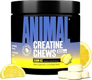 Animal Creatine Chews Tablets - Enhanced Creatine Monohydrate with AstraGin to Improve Absorption, Sea Salt for Added Pumps, Delicious and Convenient Chewable Tablets - Lemon Ice