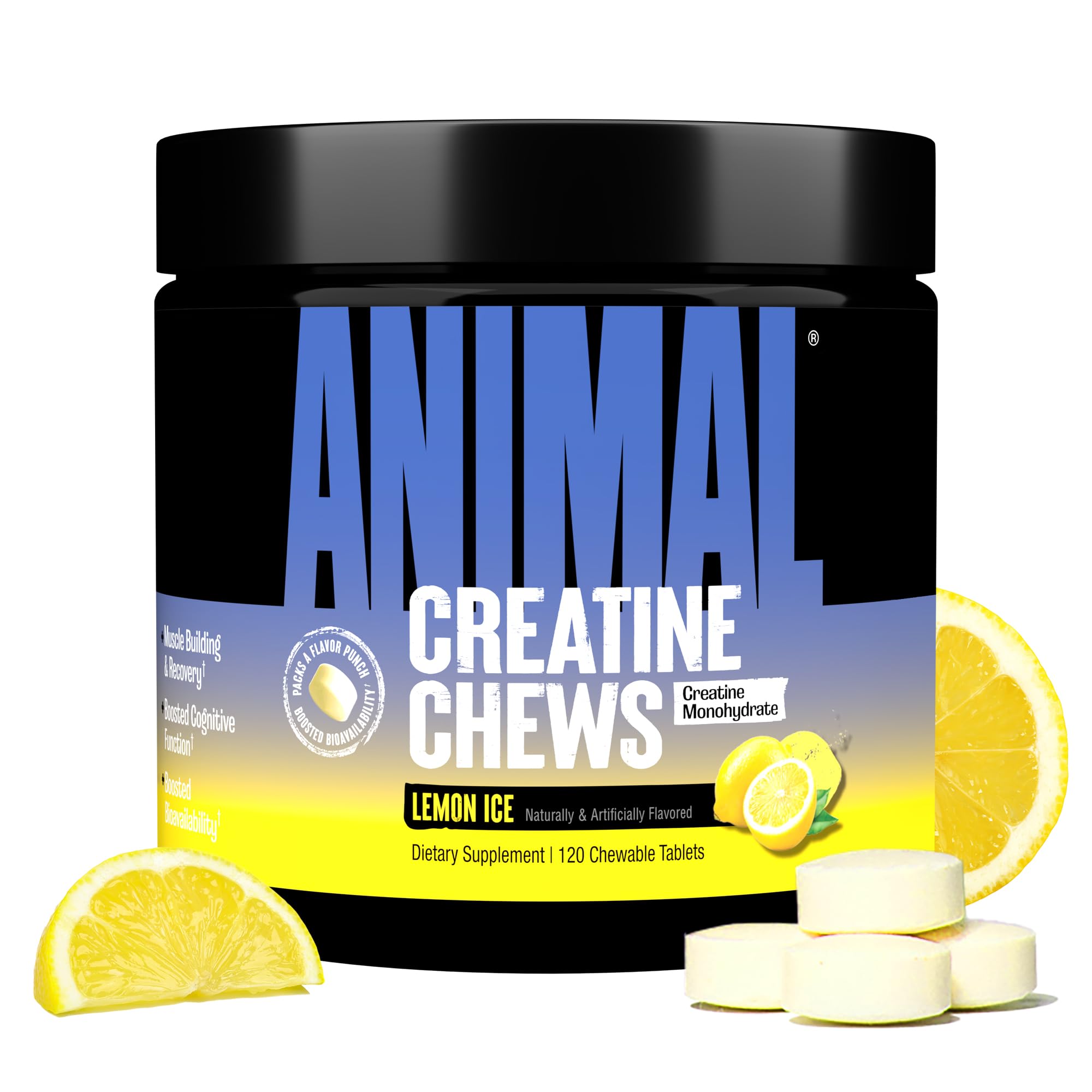 Sponsored Ad – Creatine Performance Chew Tabs Lemon Ice - Chewable Tablets with 5 g Creatine Monohydrate per Serving & Sea Salt for Enhanced Effectiveness - 120 Tablets