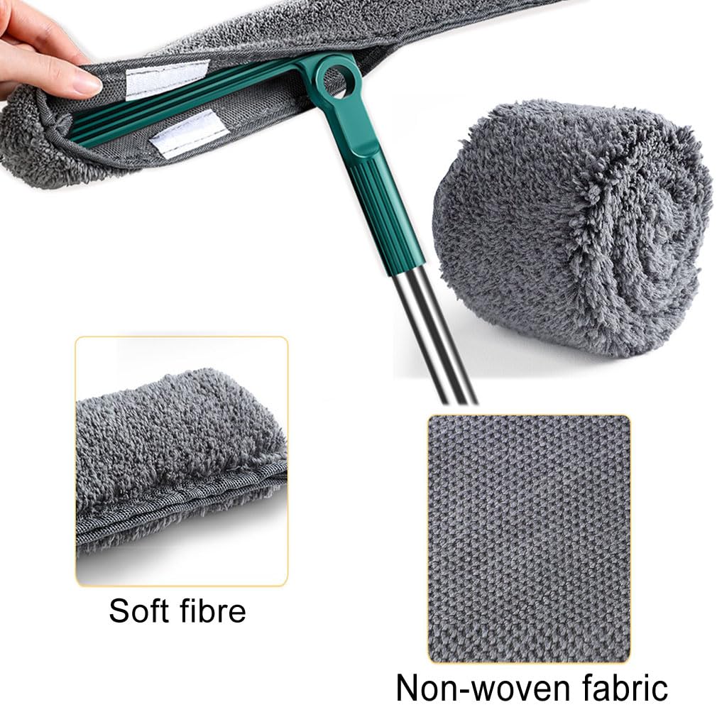 Limpia Cristales Ventanas con 150cm Poste Extensible Herramienta de Limpieza de Ventanas con Paño de Microfibra Cepillo para Limpiar Ventanas, Vidrio, Automóvil, Ducha (25cm)