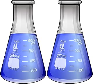 250ml Narrow Mouth Erlenmeyer Flask, 3.3 Borosilicate Glass, Karter Scientific (Pack of 2)