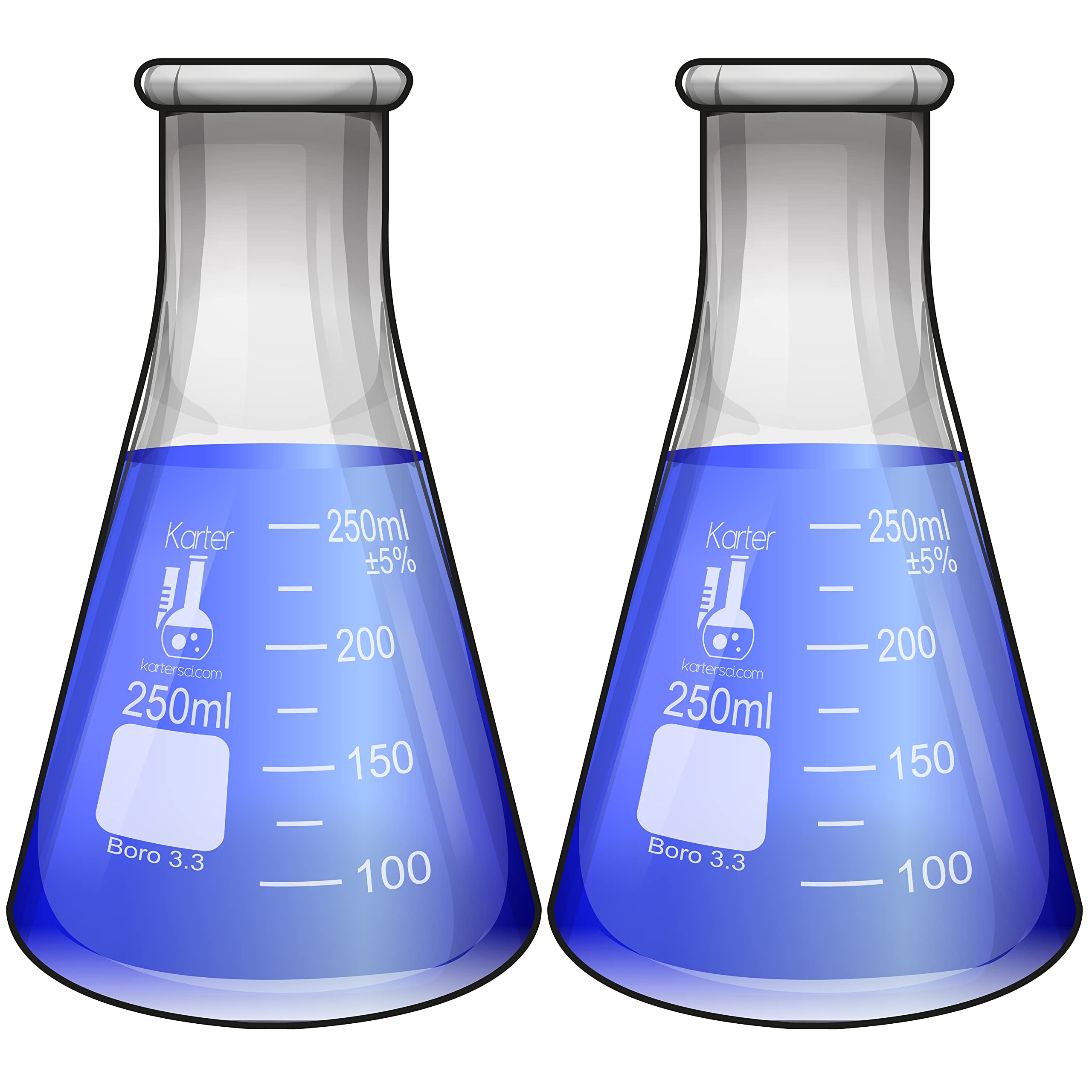 Karter Scientific 250ml Erlenmeyer Flask 2-Pack